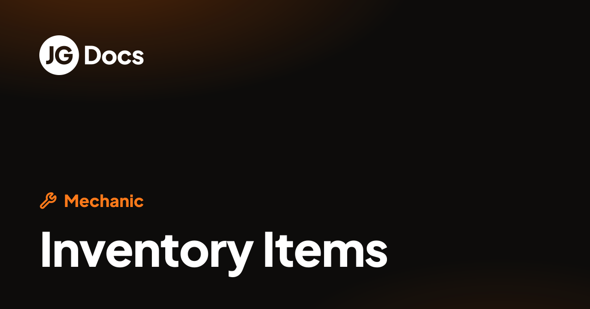 Inventory Items | JG Scripts Docs